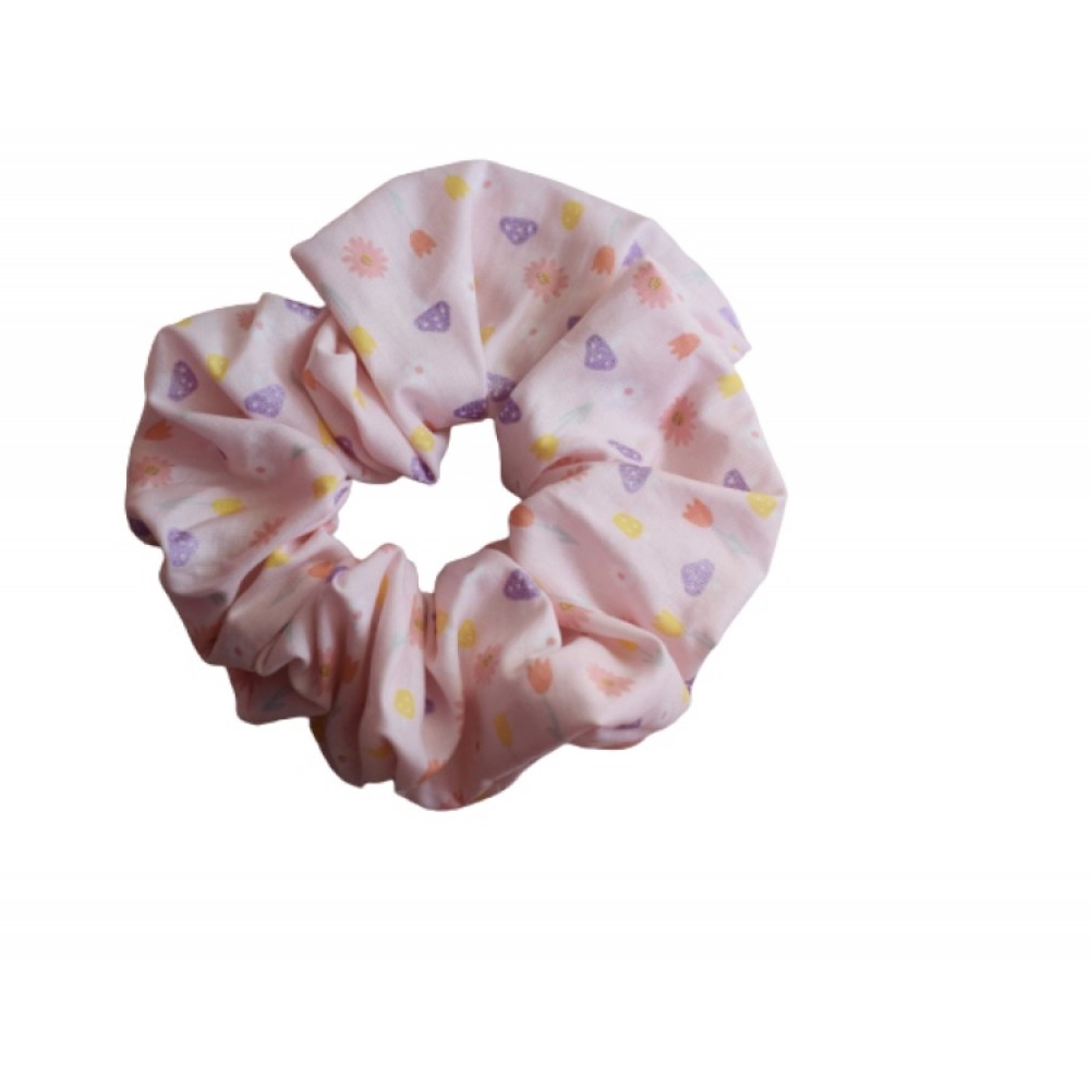 Kisa Handmade Accessories λαστιχάκι μαλλιών ροζ λουλούδια