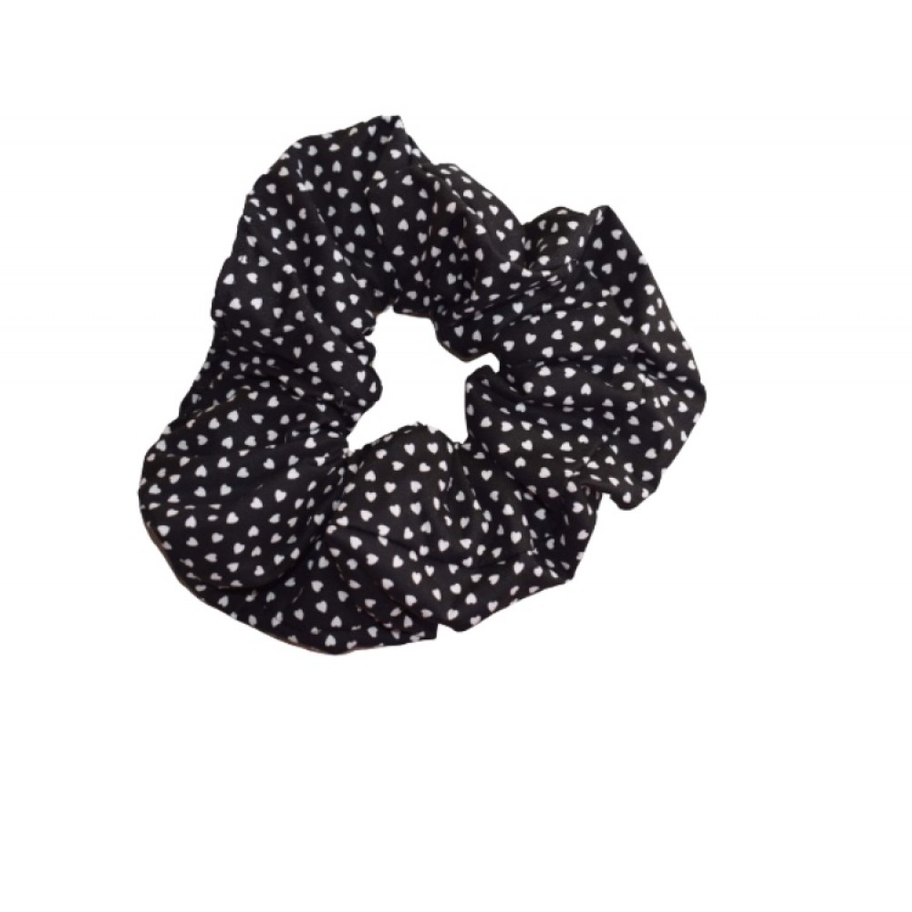 Kisa Handmade Accessories λαστιχάκι μαλλιών μαύρο καρδιές 