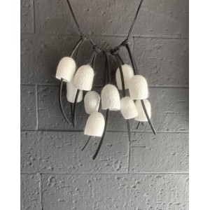 Kisa Χειροποίητο κολιέ από κουκούλια μεταξοσκώληκα Σουφλίου λευκό