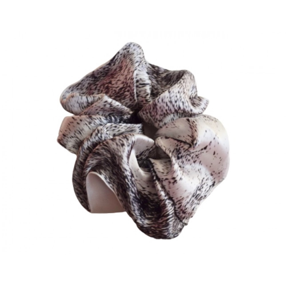 Kisa Handmade Accessories μεταξωτό λαστιχάκι μαλλιών λευκό με μαύρες λεπτομέρειες 