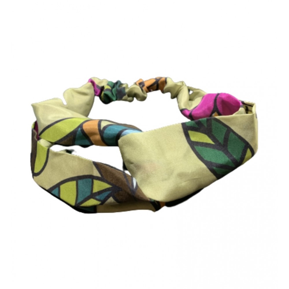 Kisa Handmade Accessories μεταξωτή κορδέλα μαλλιών πράσινη εμπριμέ