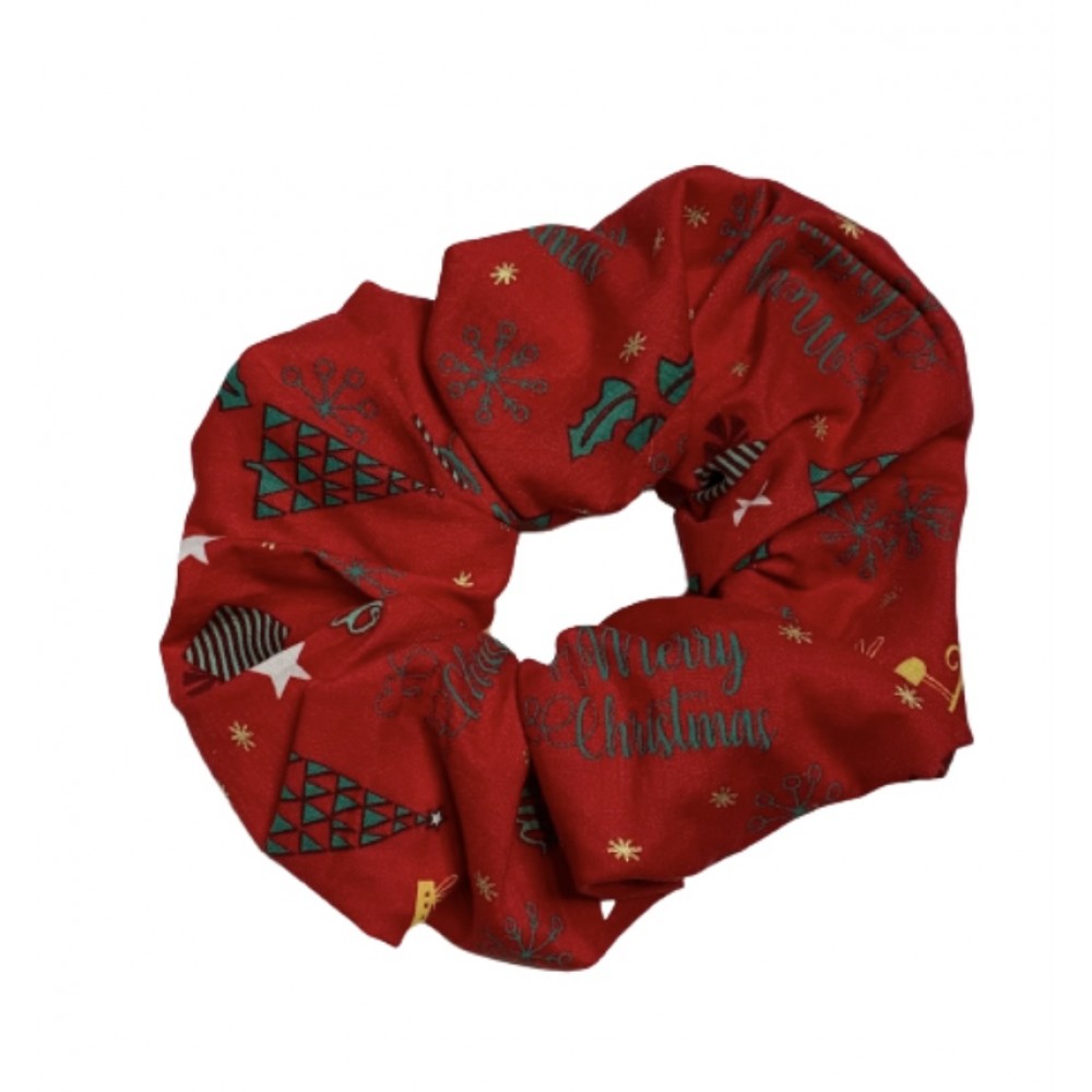 Kisa Handmade Accessories λαστιχάκι μαλλιών κόκκινο Merry Christmas