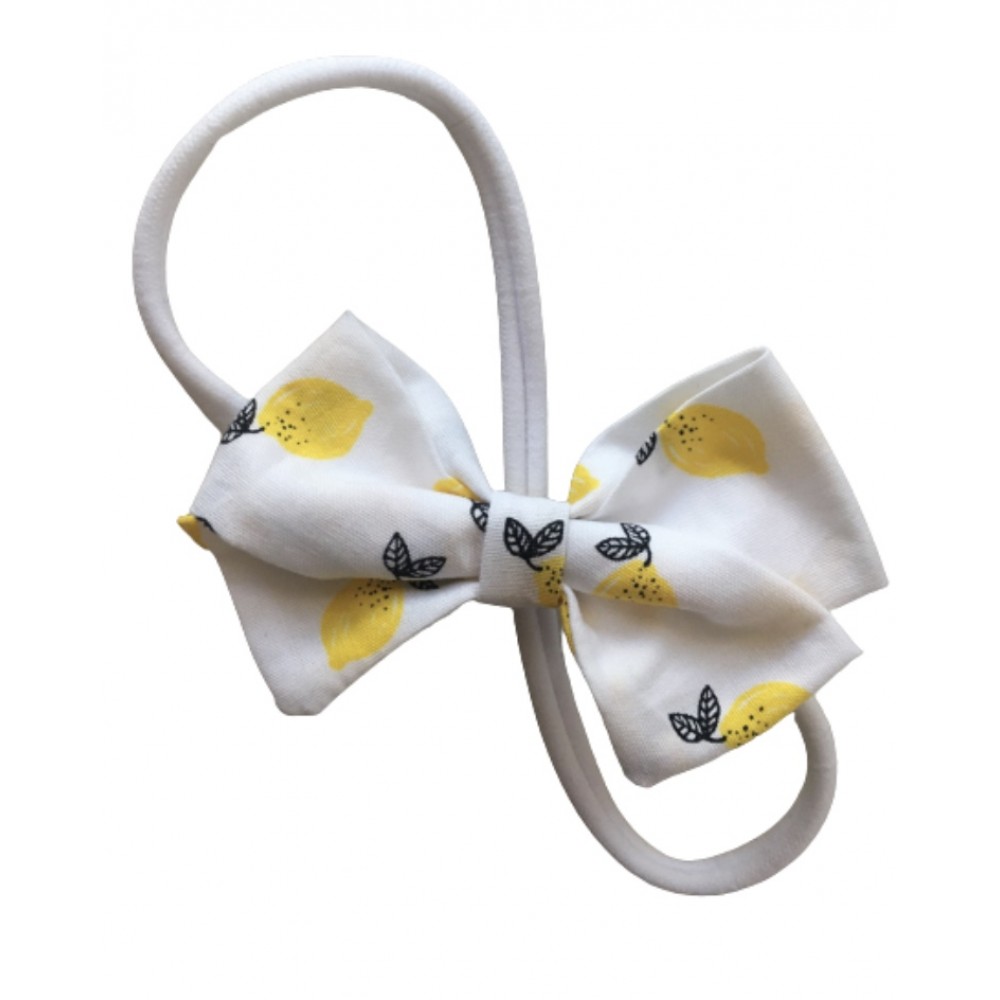 Kisa Handmade Accessories παιδική κορδέλα μαλλιών λευκή λεμόνι