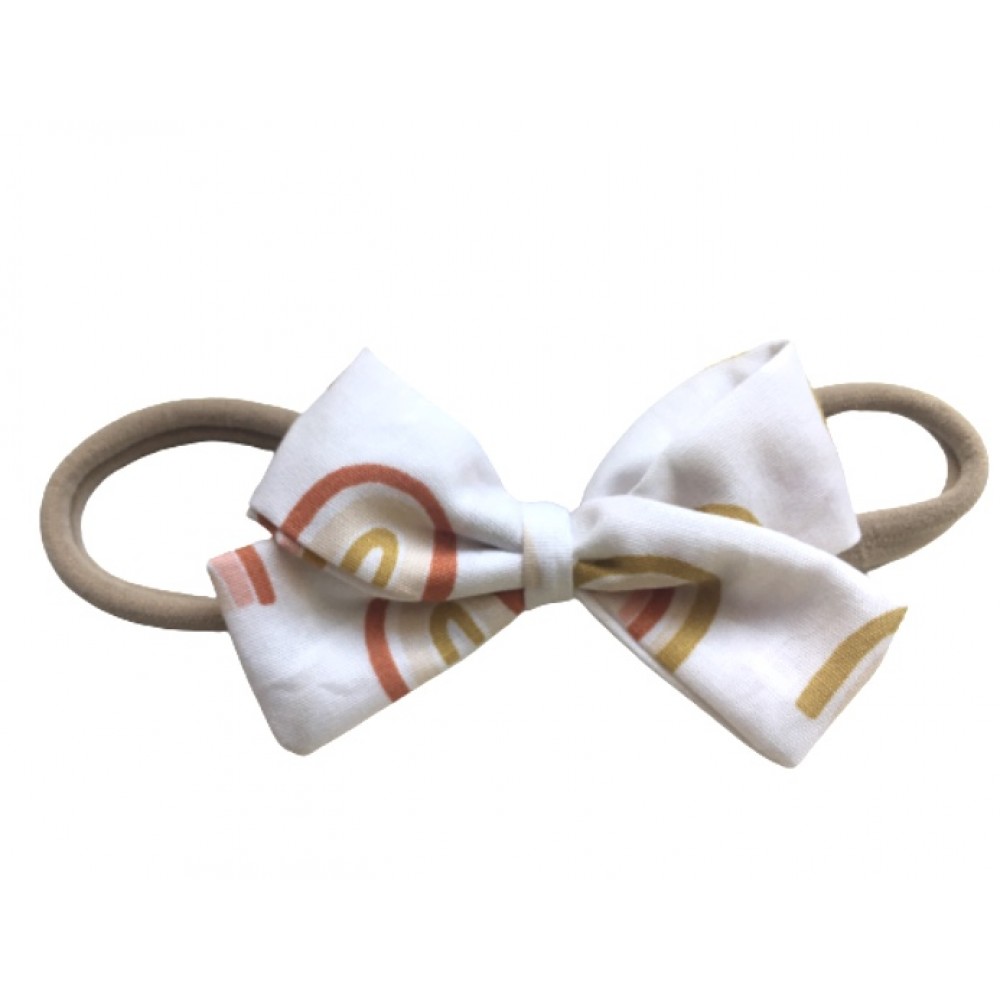 Kisa Handmade Accessories παιδική κορδέλα μαλλιών λευκή ουράνιο τόξο