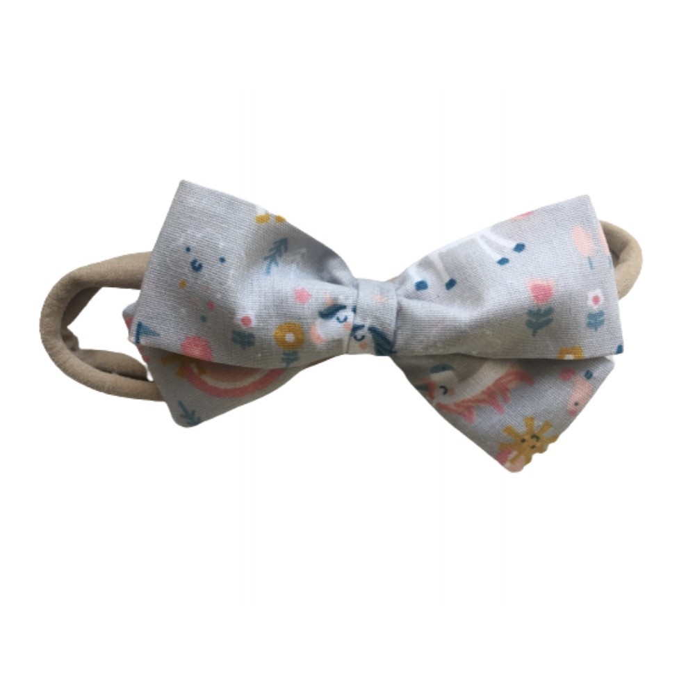 Kisa Handmade Accessories παιδική κορδέλα μαλλιών γκρι μονόκερος