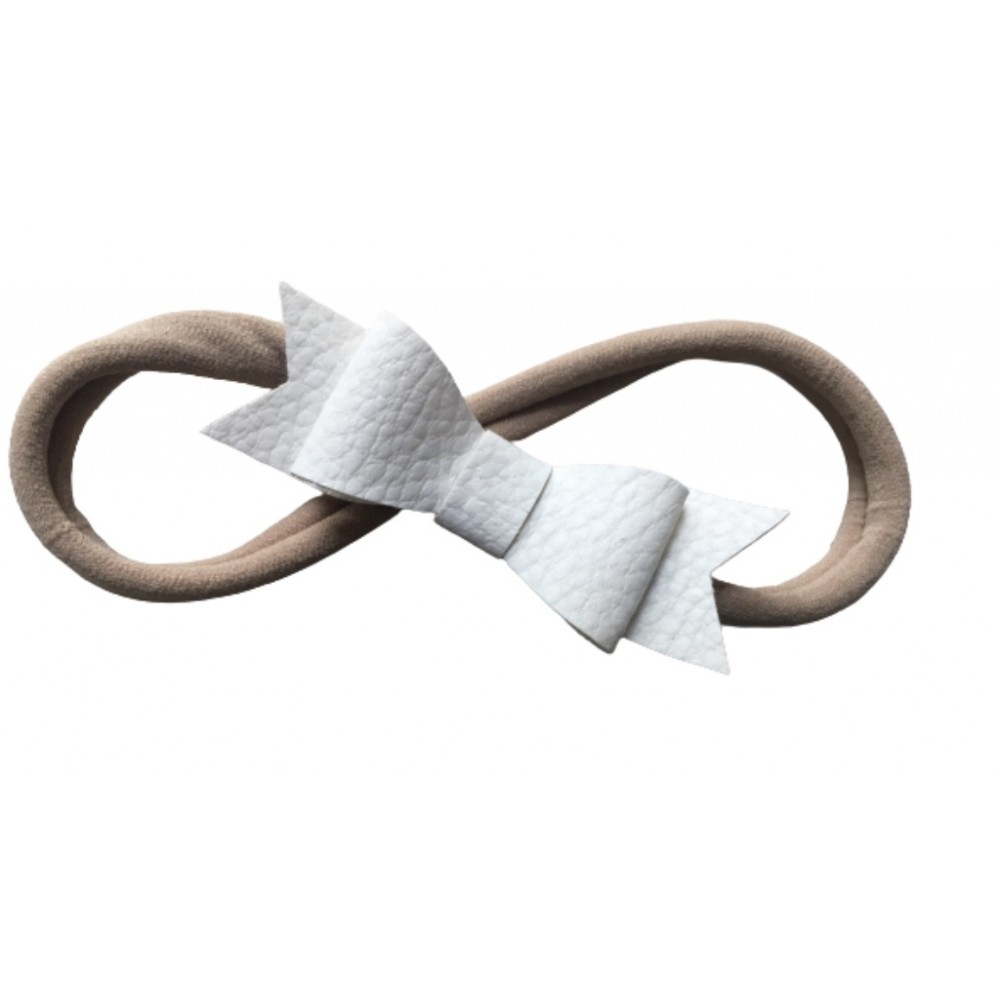 Kisa Handmade Accessories παιδική κορδέλα μαλλιών με δερμάτινο λευκό φιόγκο 
