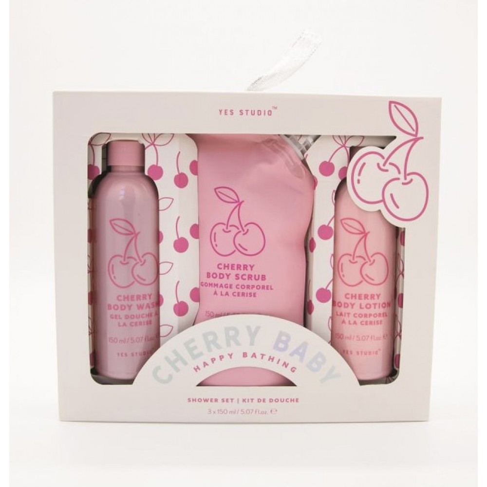 Yes Studio Σετ μπάνιου Cherry Baby με αφρόλουτρο, λοσιόν & scrub 450ml 