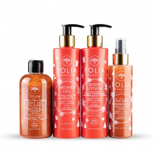 Eolia Cosmetics Gift Box Body Lotion, Body Gel Scrub, Shower Gel & Body Mist με άρωμα Μελομακάρονο