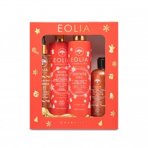 Eolia Cosmetics Gift Box Body Lotion, Body Gel Scrub, Shower Gel & Body Mist με άρωμα Μελομακάρονο