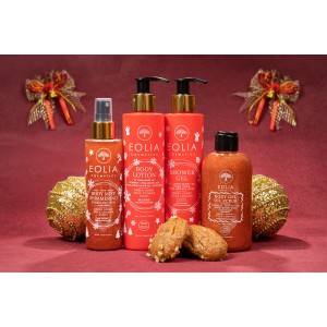 Eolia Cosmetics Gift Box Body Lotion, Body Gel Scrub, Shower Gel & Body Mist με άρωμα Μελομακάρονο